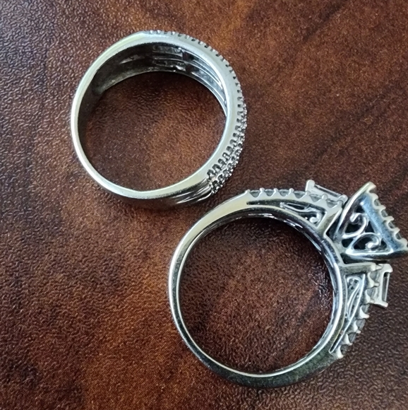 Zales 14K White Gold Princess-Cut Diamond Engagement Ring & Wedding Band Set - Picture 12 of 13